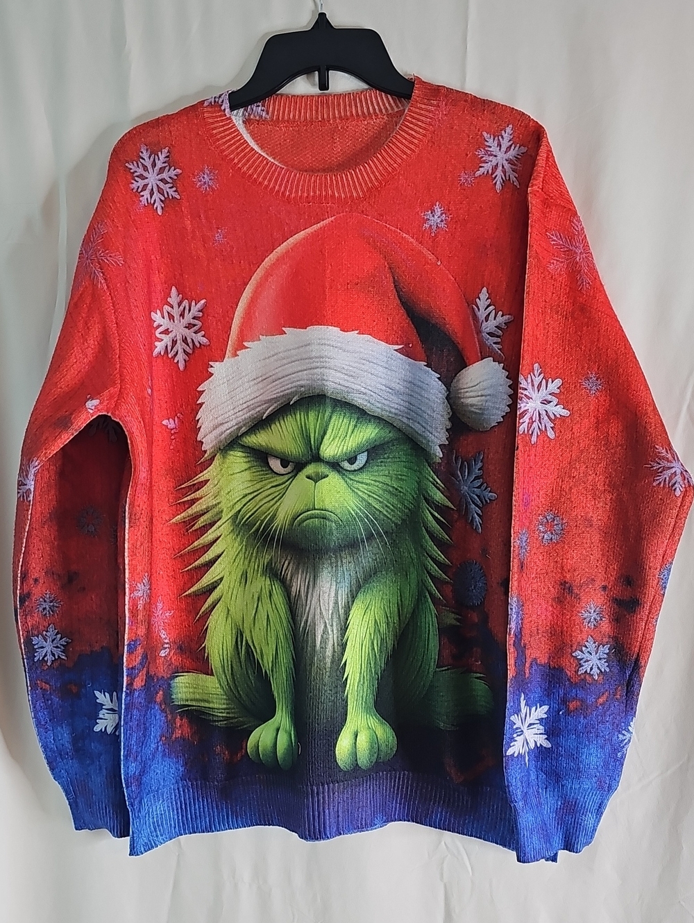 Men's Red Grinch Holiday Sweater - Green Character Graphic